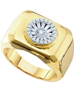 Mens Diamond Ring 0.42CT DIAMOND Wedding MENS RING 14K Yellow-gold