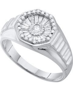 Mens Diamond Ring 0.52CT DIAMOND Wedding MENS RING 14K White-gold