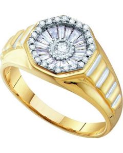 Mens Diamond Ring 0.52CT DIAMOND  Wedding MENS RING 14K Yellow-gold