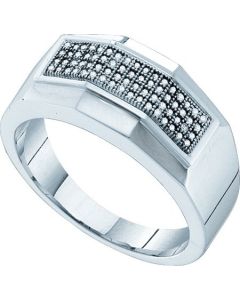 Mens Diamond Ring 0.20CTW DIAMOND  MICRO PAVE MENS BAND 10KT White Gold