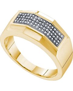 Mens Diamond Ring 0.20CTW DIAMOND  MICRO PAVE MENS BAND 10KT Yellow Gold