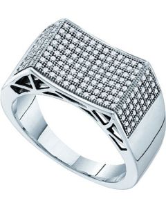 Mens Diamond Ring 0.50CTW DIAMOND  MICRO PAVE MENS RING 10KT White Gold
