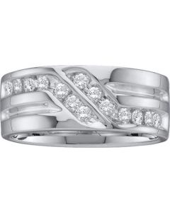 Mens Diamond Ring 0.50CT DIAMOND Wedding MENS BAND 10K White-gold
