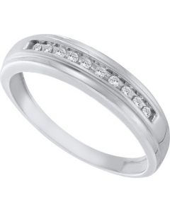 Mens Diamond Ring 0.12CTW DIAMOND  CLUSTER MENS BAND 10KT White Gold