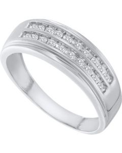Mens Diamond Ring 0.25CTW DIAMOND Wedding MENS BAND 10K White-gold