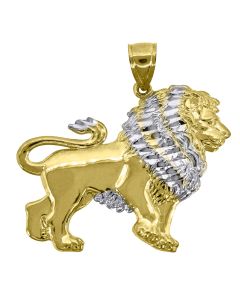 10kt Two-Tone Gold Womens Animal  Lion Fashion Pendant