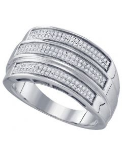 Mens Diamond Ring 0.42CTW DIAMOND  MICRO PAVE RING 925 925-Sterling