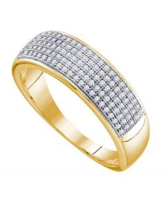 Mens Diamond Ring 0.33CTW DIAMOND MICRO PAVE MENS BAND 10KT Yellow Gold