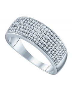 Mens Diamond Ring 0.50CTW DIAMOND  MICRO PAVE BAND 10K White-gold