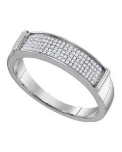 Mens Diamond Ring 0.23CTW DIAMOND MICRO PAVE MENS BAND 10K White-gold