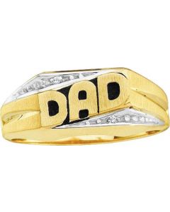 Mens Diamond Ring 0.01CTW DIAMOND MENS DAD RING 10KT Yellow Gold