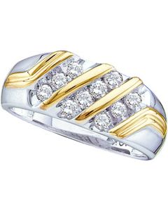 Mens Diamond Ring 0.50CTW ROUND DIAMOND MENS Wedding BAND 10KT White Gold Two Tone