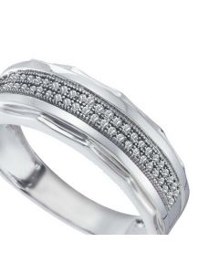 Mens Diamond Ring 0.20CT-DIA Wedding MENS BAND 925 925-Sterling