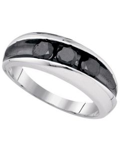 Mens Diamond Ring 0.96CT-BLACK DIA MICRO-PAVE MENS BAND 925 925-Sterling