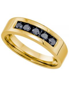 Mens Diamond Ring 0.62CT-DIA Wedding MENS BAND 10K Yellow-gold