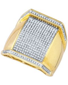 Mens Diamond Ring 0.83CTW DIAMOND MICRO PAVE MENS RING 10K Yellow-gold