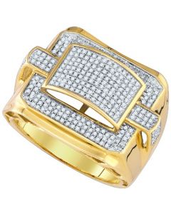 Mens Diamond Ring 0.79CTW DIAMOND  MICRO PAVE MENS RING 10K Yellow-gold
