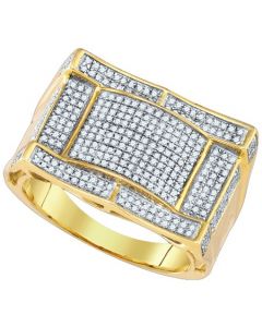 Mens Diamond Ring 0.69CTW DIAMOND MICRO PAVE MENS RING 10K Yellow-gold