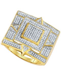 Mens Diamond Ring 0.74CTW DIAMOND MICRO PAVE MENS RING 10K Yellow-gold