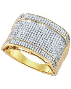 Mens Diamond Ring 1.03CTW DIAMOND MICRO PAVE MENS RING 10K Yellow-gold