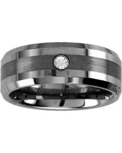 Mens Diamond Ring DIAMOND TUNGSTEN BAND TG Yellow-Gold Wedding Ring