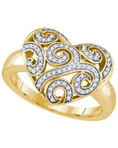 Mens Diamond Ring 0.27CTW-DIA MICRO-PAVE HEART RING 10K Yellow-gold