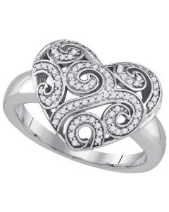 Mens Diamond Ring 0.27CTW-DIA MICRO-PAVE HEART RING 10K White-gold