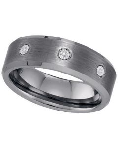Mens Diamond Ring DIAMOND TUNGSTEN BAND-S13.5 Tungsten Wedding Ring