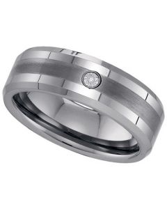 Mens Diamond Ring DIAMOND TUNGSTEN BAND-S12.5 Tungsten Wedding Ring