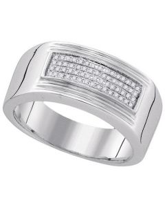 Mens Diamond Ring 0.15CTW-DIA Wedding MENS BAND 925 925-Sterling Wedding Ring