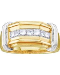 Mens Diamond Ring 1.00CTW PRINCESS DIAMOND MENS INVISIBLE RING 14K Yellow-gold