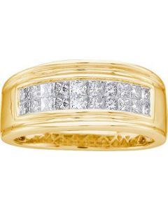 Mens Diamond Ring 1.00CTW  DIAMOND MENS INVISIBLE BAND 14KT Yellow Gold Two Tone