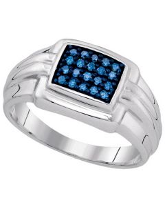 Mens Diamond Ring 0.25CTW-BLUE DIA MENS RING 925 925-Sterling