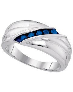 Mens Diamond Ring 0.33CTW-BLUE DIA MENS RING 925 925-Sterling