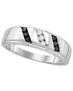 Mens Diamond Ring 0.25CTW-BLACK DIA MENS RING 925 925-Sterling