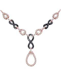 Diamond Infinity Necklace Rose gold black white diamonds drop necklace 0.8ct 10K