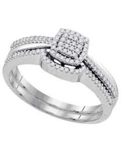 ladies bridal set 0.25ct diamonds 10K White gold 2 piece engagement and wedding band