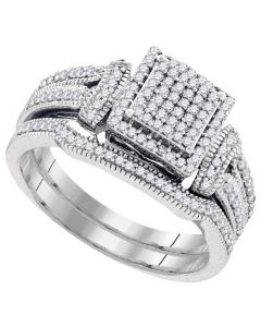 wedding rings set for her white gold 0.4ct 2 piece princess cut style square top