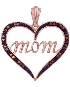 Mom pendant Heart brown diamonds Rose gold Cognac 0.07ct 10K