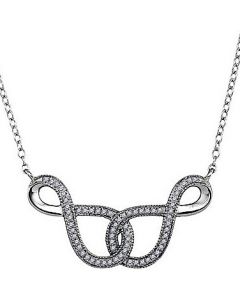 Infinite love necklace with intertwining infinity symbols white gold 0.15ct 10K