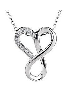 infinite love heart pendant White gold with 0.05ct diamonds inifinity 10K