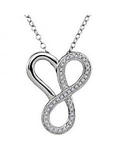 diamond heart pendant infinite love white gold 0.15ct pave set 10K