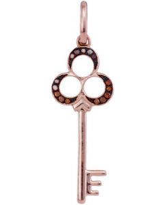 brown diamond Key Pendant Rose Gold cognac 0.05ct 10K 