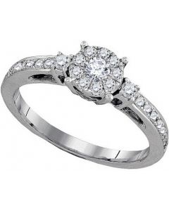 14K White gold Diamond Engagement Ring Round top 0.5ct 