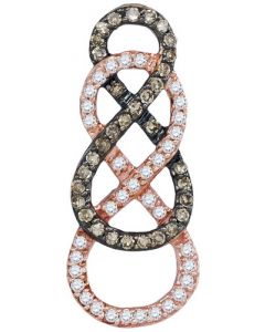 Infinite love Rose Gold pendant brown and white diamonds 0.25ct 10K infinity