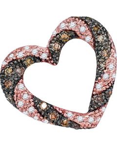 Rose gold Heart pendant brown and white diamonds cognac 0.25ct