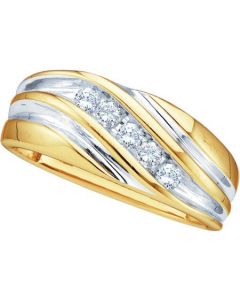 Mens Diamond Ring 0.25CTW DIAMOND Wedding MENS BAND 10KT Yellow Gold