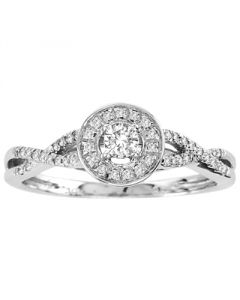 real diamond engagement ring halo 0.25ct 10K White gold woven side
