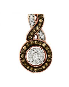 Diamond Drop Pendant Rose gold cognac and white diamonds 0.25ct charm 