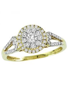 0.5ct diamond Engagement ring 10K yellow Gold Round Solitaire split shoulder